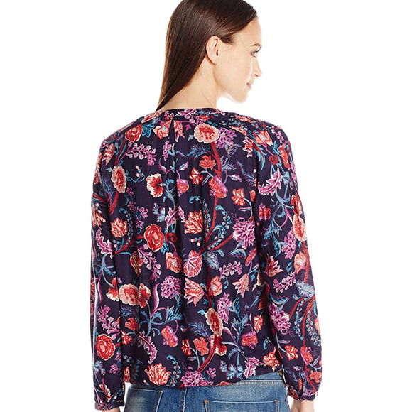 Lucky Brand Boho Tassle Floral Peasant Blouse XS - Picture 4 of 8